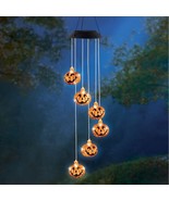 Solar Pumpkin Wind Chime Hanging Mobile Halloween Light Porch Patio Gard... - $28.44