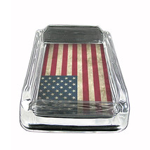Vintage American Flag Glass Ashtray D1 4&quot;x3&quot; United States of America - £40.15 GBP