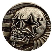Lucky  &amp; Gift Copper Star-Spangled Skull  25 mm  Coin #CL165 - €2,42 EUR