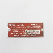 Riverside Montgomery Ward Wards Air Compressor Emblem Badge - £35.68 GBP
