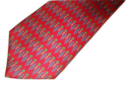 Burberrys Burberry England Mens Red Silk Vtg Tie With Blue Green &amp; Tan EUC - £7.80 GBP