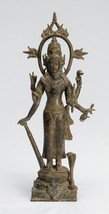 Antique Indonesian Style Bronze Javanese Standing 6-Arm Shiva Statue - 36cm/14&quot; - £686.93 GBP
