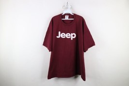 Vintage 90s Jeep Motors Mens 3XL Faded Spell Out Short Sleeve T-Shirt Maroon USA - $49.45