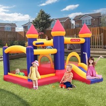 Inflatable Bounce House Castle With Blower & Slide, Big Bouncy Area For Kids - £254.77 GBP