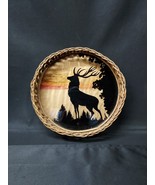 Vintage Elk Caribou Stag Deer Wicker Silhouette Tray Western Lodge Camp ... - $29.99