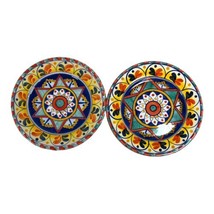 Deruta Sberna Italian Pottery Dipinto A Mano 7&quot; Round Plate Lot 2 Art Pottery - £44.83 GBP