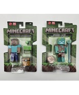 Minecraft Set 2 Drowned Noye Underwater Steve Action Figures Toy Block G... - $477.92 MXN