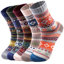 5 Pairs Wool Socks - Wool Socks for Women, Warm Cozy Crew Socks, Warm Wi... - $27.98