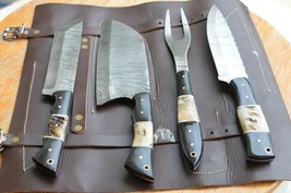 damascus hand forged hunting/kitchen sheaf knives set From The Eagle Collectio K - £134.94 GBP