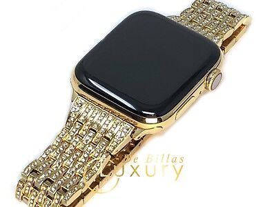 24K Gold Plated 45MM Apple Watch SERIES 8 Diamond Rhinestones Band GPS LTE O2 Item image 3