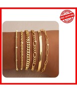 Gift-Ready Adjustable Gold Bracelets Set for Women - 6 Stylish Chains In... - $464.46 MXN