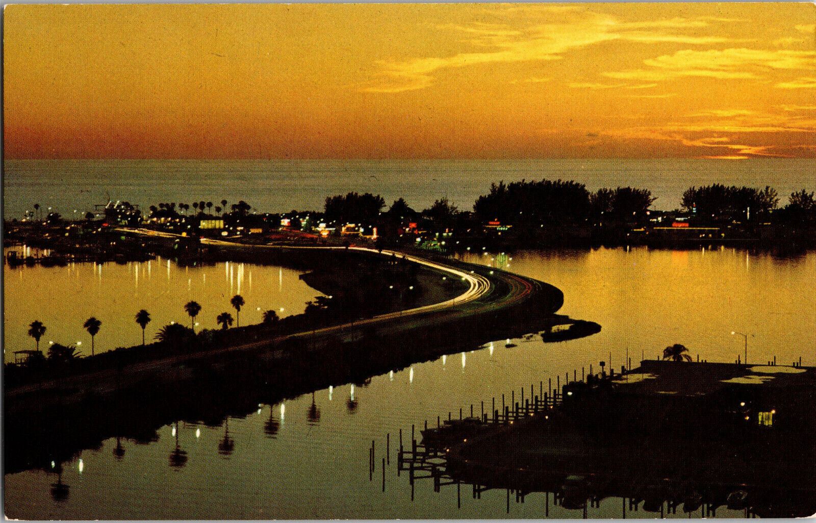 Primary image for Clearwater Beach at Twilight Memorial Causewa Gulf of Mexico Vintage Postcard