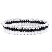 3pcs/set Couple Distance Bracelet Natural Stone Agates Quartz Crytsal Beads Brac - £14.22 GBP