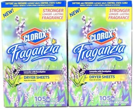 2 Boxes Fraganzia Lavender Eucalyptus Strong Fragrance 105ct Dryer Sheets - $22.99