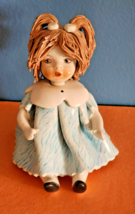 Signed LINO ZAMPIVA Ceramic Spaghetti Hair Doll Figurine Vintage Italian 4” - £33.53 GBP