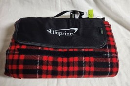 Red Plaid 4imprint Crossland Folding Roll Up Picnic Blanket Pad Travel Dog Pet - £14.45 GBP