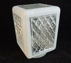 MID CENTURY LIGHT GLOBE CUBE Frosted w/ Diamond Pattern 5&quot; T 4 &quot; W 2.75&quot;... - £22.85 GBP