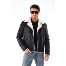Vinci The Cortina Black Shearling Leather Men Jacket image 3