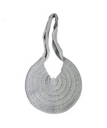 Hand Knitted Light Grey Crochet Bag | Stylish Macrame Cotton Yarn Tote |... - $38.02