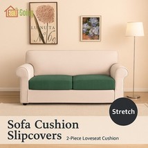 2-Piece Loveseat Sofa Cushion Slipcovers – Stretch, Washable, Green - $19.46