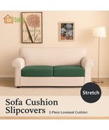 2-Piece Loveseat Sofa Cushion Slipcovers – Stretch, Washable, Green - $358.91 MXN