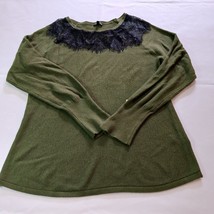 Hannah RN#146919 Round Neck Women&#39;s Green Long Sleeve Blouse Shirt Top S... - $10.39