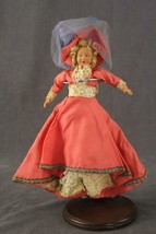Vintage Toy French Pink Fancy Dress Costume 1940&#39;s Celluloid Doll 8&quot; Strung - £23.57 GBP