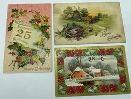 Lot Of 3 Turn Of The Century Vintage Postcards Christmas Greetings Early... - £7.06 GBP