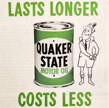 1950 Quaker State Motor Oil Advertisement Automobilia Pennsylvania Crude HM2B - £18.68 GBP