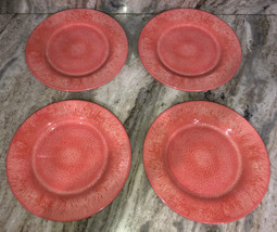 Pier 1 Imports Set Of 4 Coral 11” Melamine Crackle Dinner Plates-Dishwas... - £61.86 GBP