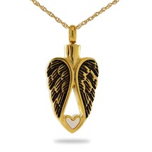 Stainless Steel/Gold Plated Heart of an Angel Pendant/Necklace Cremation Urn - £79.08 GBP