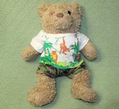 Build A Bear Curly Teddy Plush W/T Shirt & Camo Shorts 13" Stuffed Animal Bear - $9.45