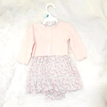 2pc Carter&#39;s Jacket / Dress Bodysuit Set (Infant Girls Size 6M) PINK FLO... - £14.81 GBP