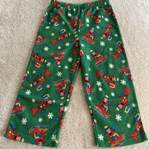 Sesame Street Boys Green Red ELMO Sledding Snowflakes Fleece Pajama Pants 4T - £3.91 GBP