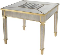 Games Table Distressed Antiqued Antique Pewter Gray Mirror Birch - £1,014.33 GBP