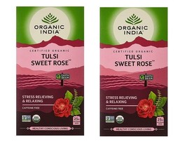 Organic India Tulsi Sweet Rose Tea - 25 Infusion Bags x 2 pack  Free shipping - £21.34 GBP