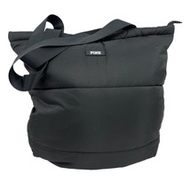 Pink Victoria&#39;s Secret tote bag large nylon puffer black travel purse  - $30.69
