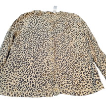 Liz Claiborne Womens Sweater Medium Button Down Cheetah Print Long Sleeve - £15.93 GBP