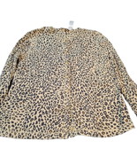 Liz Claiborne Womens Sweater Medium Button Down Cheetah Print Long Sleeve - $20.90