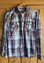 BKE Vintage Shirt Mens XL Long Sleeve Button Up Standard Fit Black Red P... - $30.00