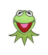 Muppets TV Show Kermit the Frog Face Embroidered Patch, NEW UNUSED - £6.30 GBP