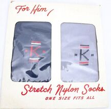 Vtg RETRO NIP Mens  Nylon Socks Monogram K Mid Century Rockabilly O/S Gr... - $722.90 MXN