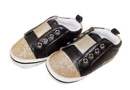 Bebe Baby First Walker Black Gold - Infant Size 4 Unisex Shoe - £6.32 GBP