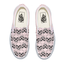 Skull Pattern Pink Slip On Vans - Men&#39;s And Women&#39;s Shoes - £135.09 GBP