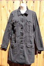 OLD NAVY Womens Buttons Front Long Black Thin Coat Size L - $34.99