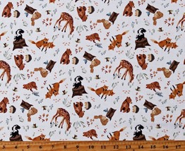 Cotton Forest Critters Woodland Animals Nature Fabric Print by the Yard D786.12 - £10.51 GBP