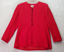 Kasper Blazer Jacket Womens Petite 6 Red Acetate Long Sleeve Lined Button Front - £20.64 GBP