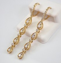 2.12Ct Simulated Diamond Dangle Drop Earrings 14K Yellow Gold Plated Silver - £94.95 GBP
