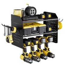 Power Tool Organizer, 3-Tier Drill Holder Wall Mount With 2 Side Pegboar... - £35.47 GBP