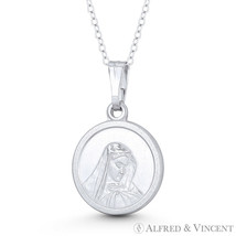 Holy Mother of God Virgin Mary Medal 16mm Baptismal Pendant .925 Sterling Silver - £21.08 GBP+